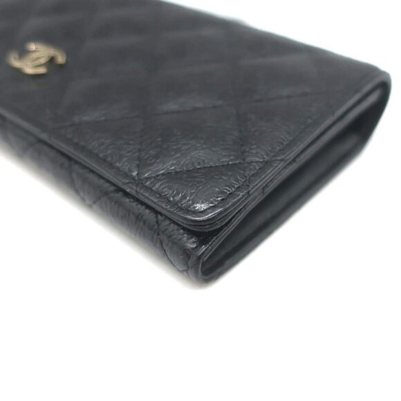 Chanel Camellia-Embossed Quilted Leather L Yen Continental Wallet Black - Picture 10 of 15